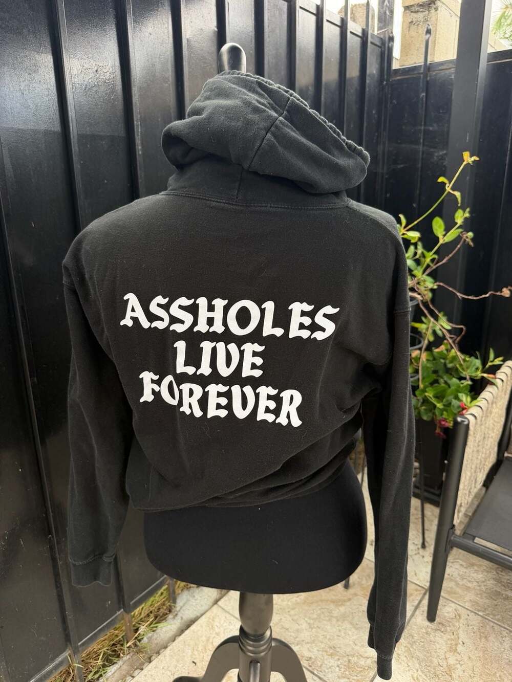 Assholes Live Forever Black Graphic Hoodie Sweatshirt Large